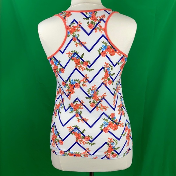 Plus Size Chevron Floral Print Racerback Tank - Picture 8 of 10